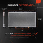 Radiator with Transmission Oil Cooler for Nissan Sentra (2000–2006)