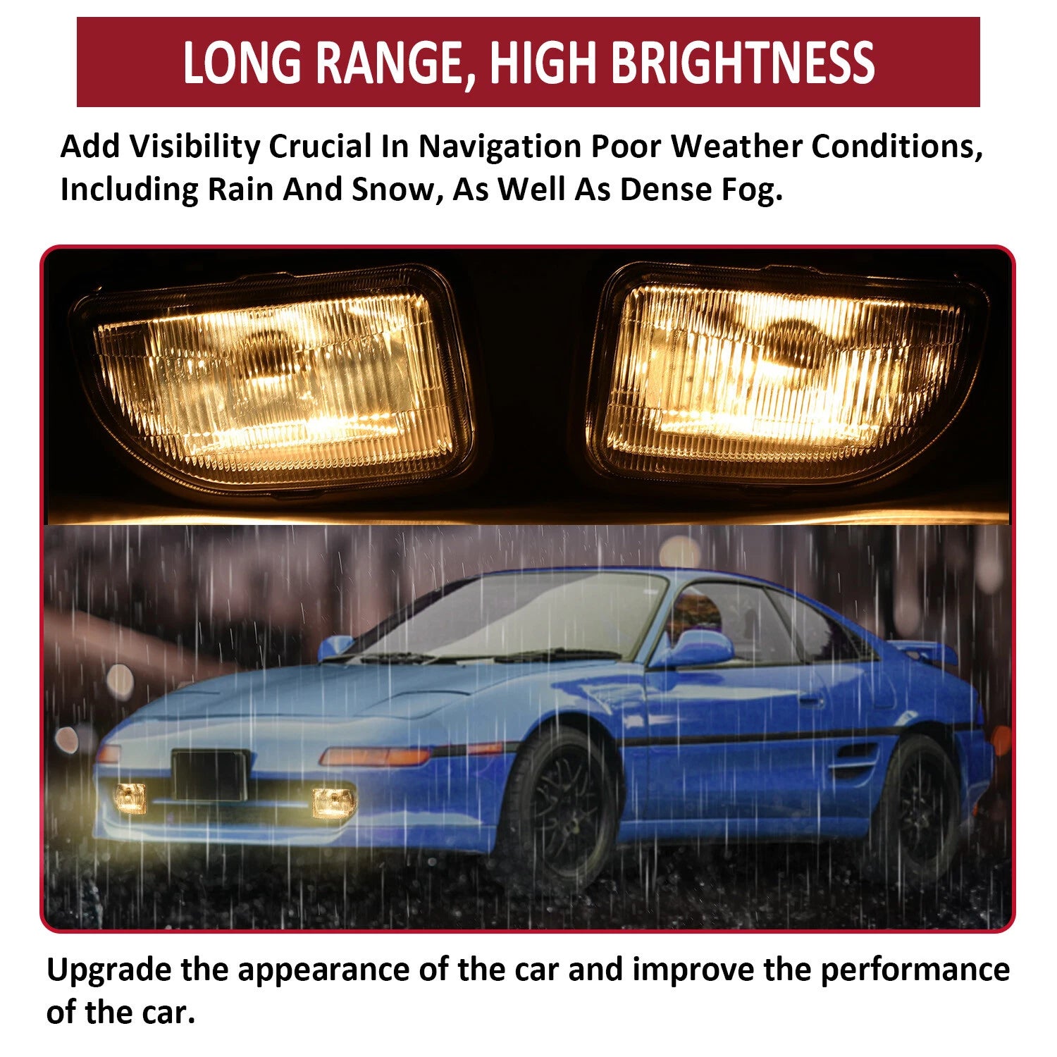 Pair Clear Lens Fog Lights for Toyota MR2 (1991–1995)