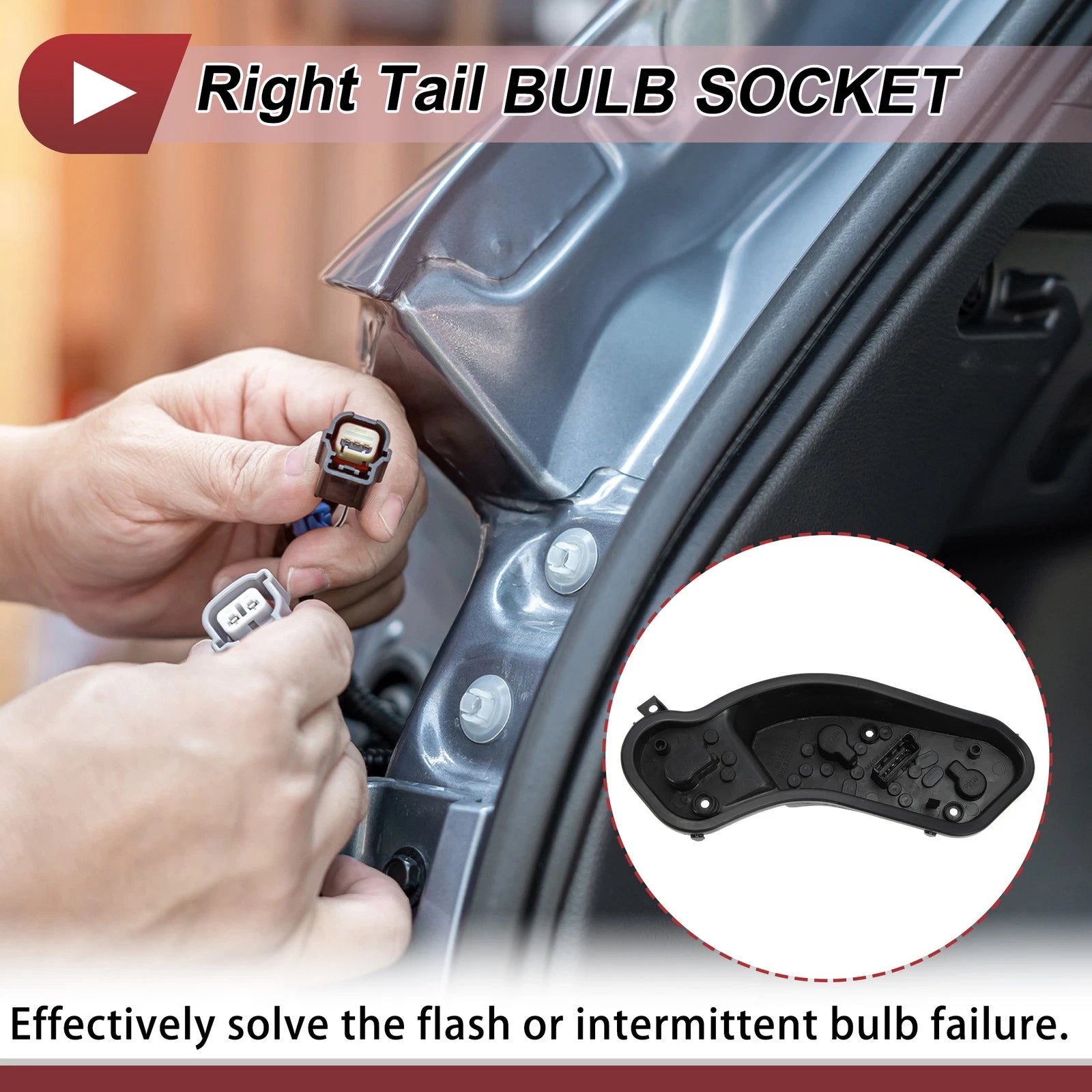 Set of 1 Right Tail Light Bulb Socket for Nissan Versa Sedan (2013–2019)