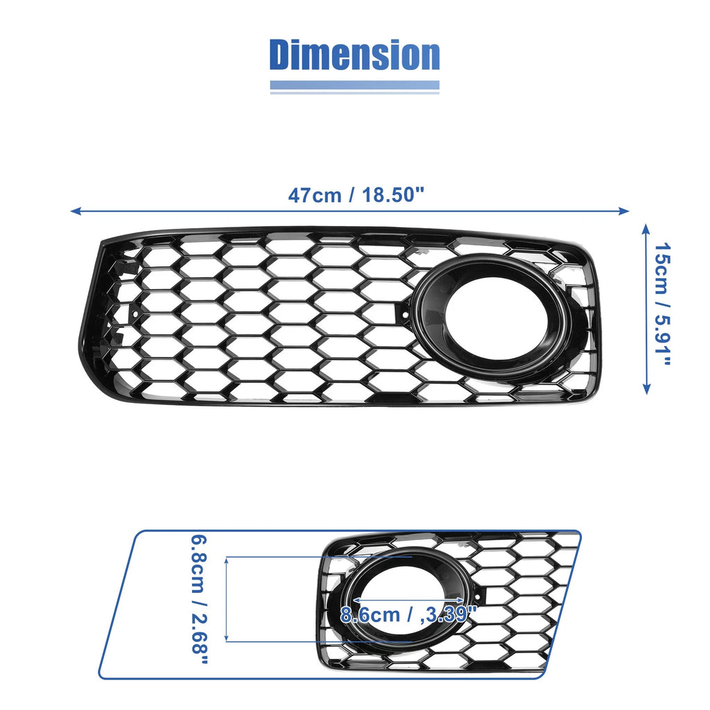 Pair Front Fog Light Mesh Grill Cover for Audi A5 S-Line (2008–2012)