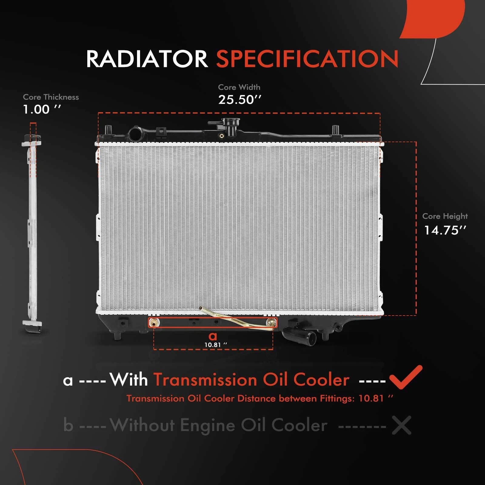Radiator with Transmission Oil Cooler for Kia Sephia (1994–1997)