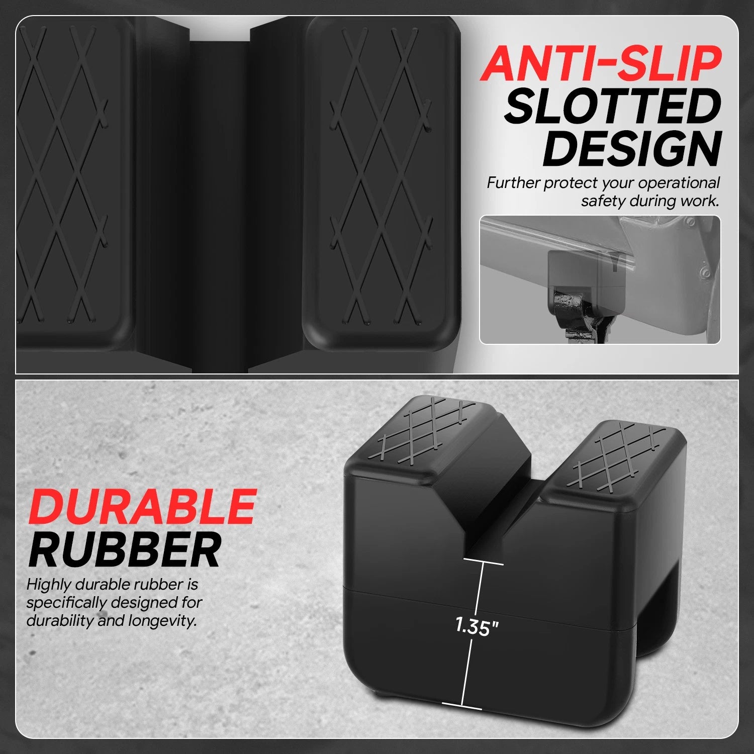 Set of 2 V Groove Rubber Pads for Universal Floor Jack Protection