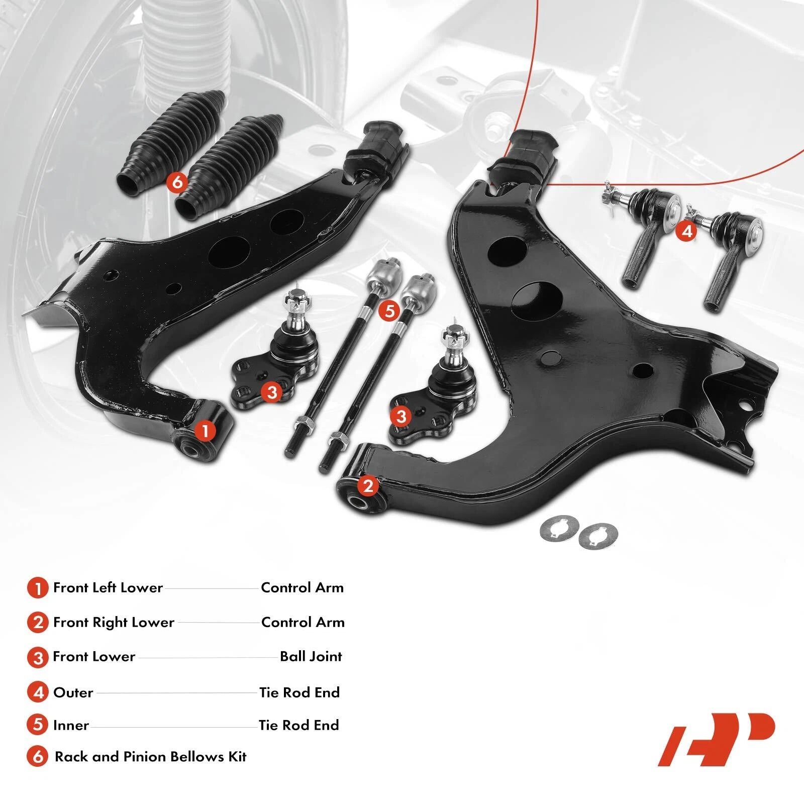 10x Control Arm, Tie Rod End & Ball Joint for Nissan Pathfinder (1996–2004)