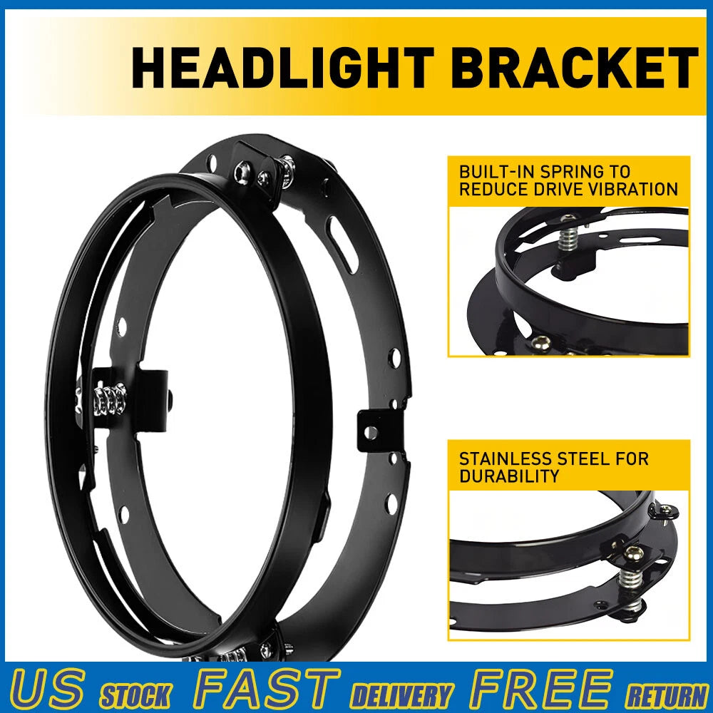7" LED Headlight Mounting Bracket Ring for Jeep Wrangler JK TJ (2007–2018)