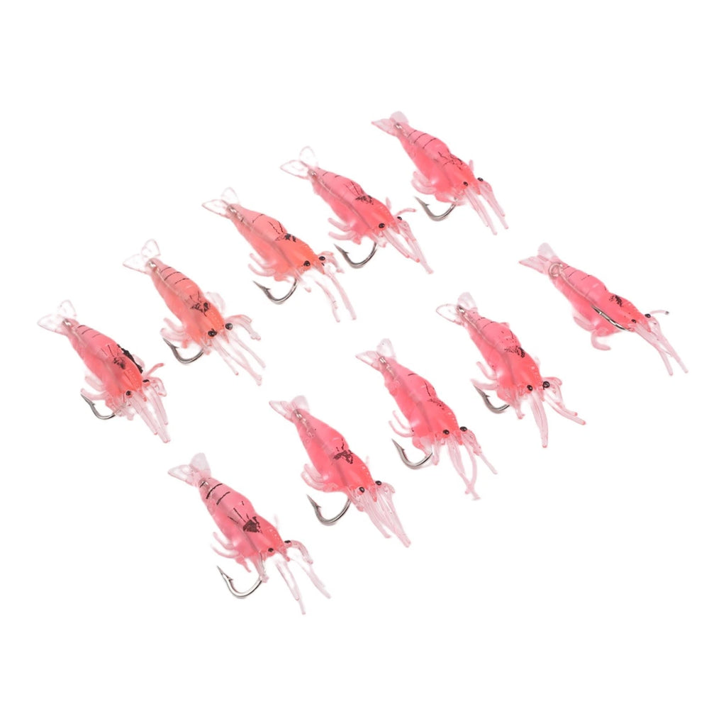 10PCS Silicone Shrimp Fish Bait with Hook for Freshwater & Saltwater
