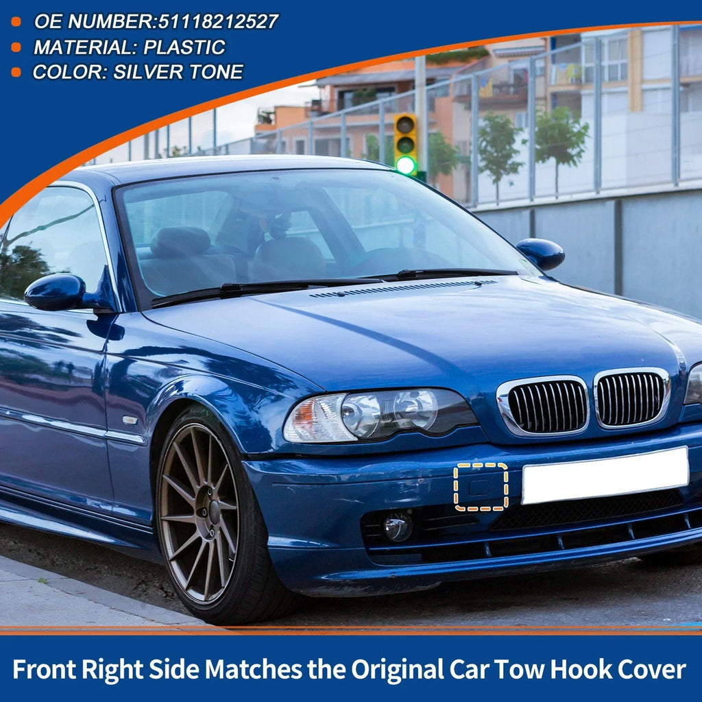 Tow Hook Cover for BMW 525i 528i Silver Tone