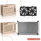 2X AC Condenser & Dual Cooling Fan Assembly for Nissan Rogue (2008–2013)