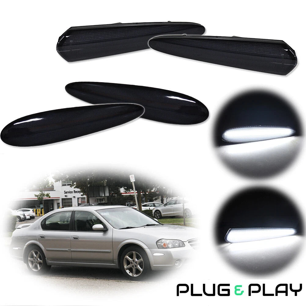 Front & Rear White LED Side Marker Lamps for Nissan Maxima (2000–2003)