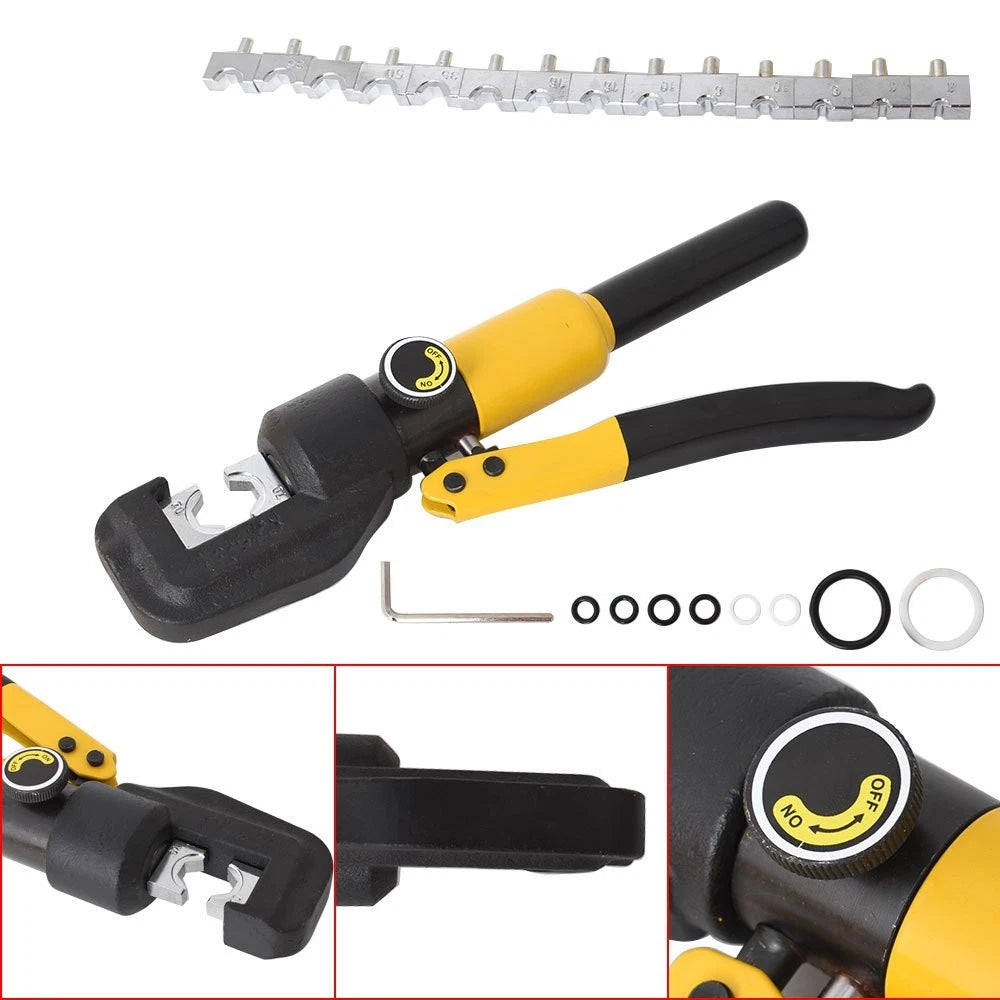 6-Die Hydraulic Wire Battery Cable Lug Terminal Crimper for Universal Use