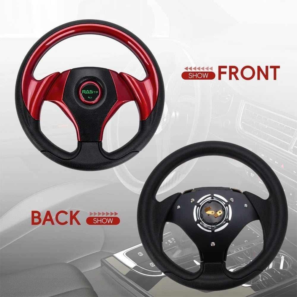 12.5" Red Steering Wheel for EZGO TXT RXV Yamaha Club Car 6 Hole