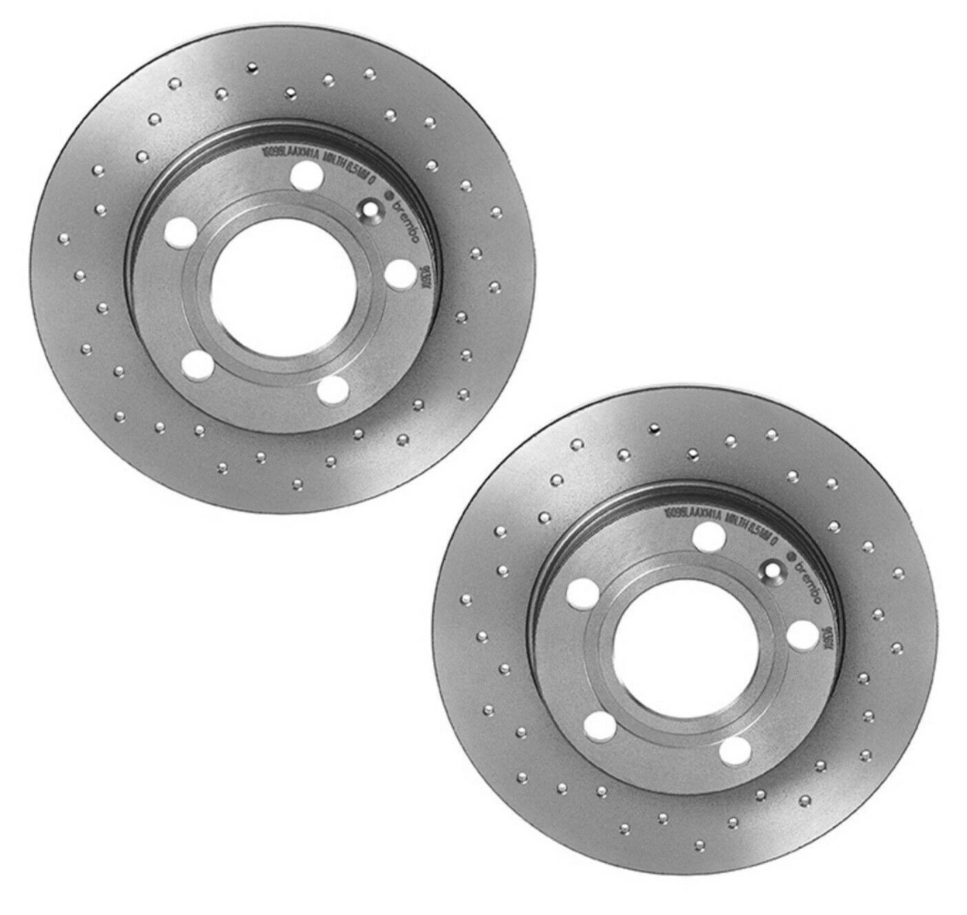 Set of 2 Brembo Xtra Rear Coated Drilled Brake Disc Rotors for Audi A4 (2002–2008)