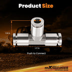 2Pcs Air Line Fittings Union Tee for (1/4" Tube OD)