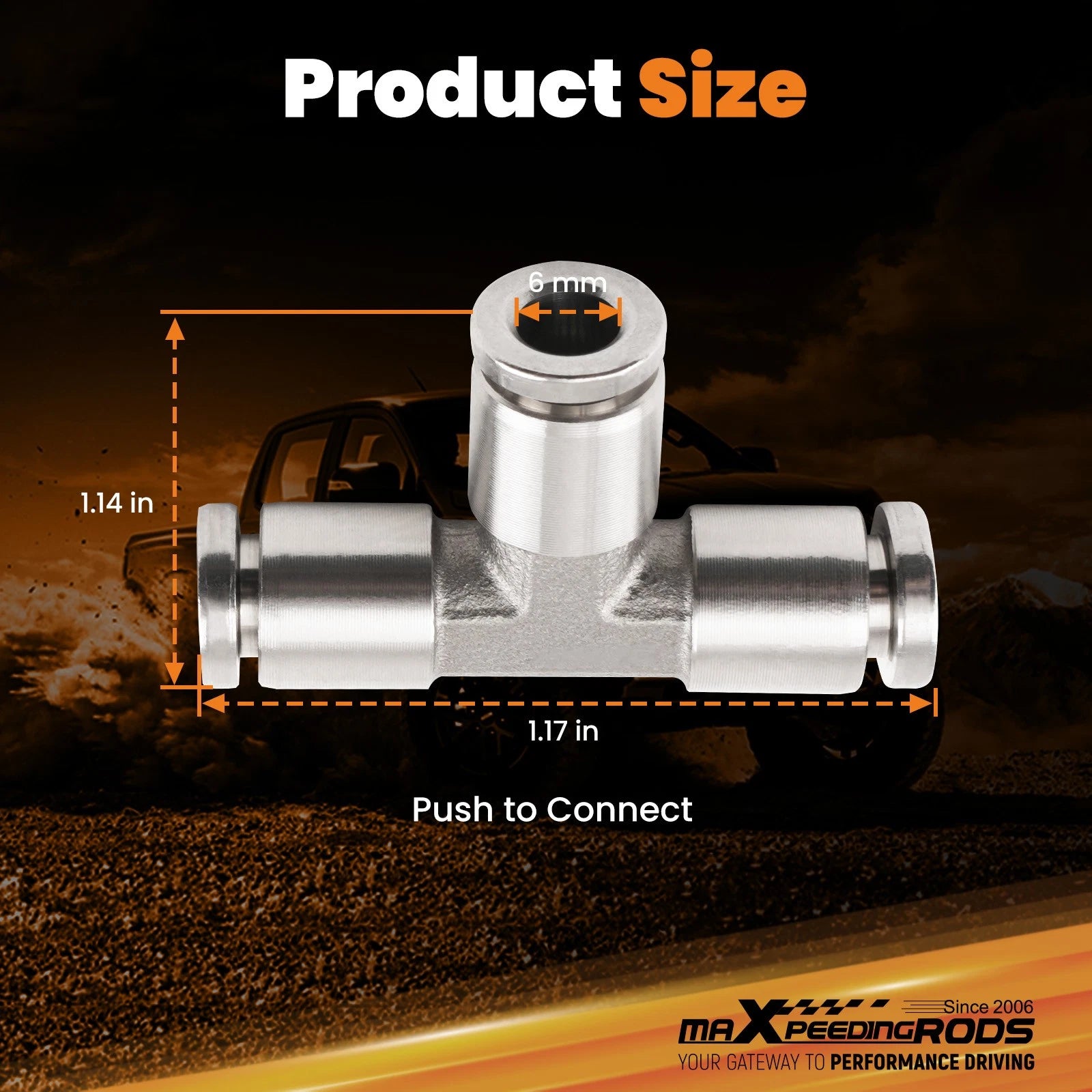 2Pcs Air Line Fittings Union Tee for (1/4" Tube OD)