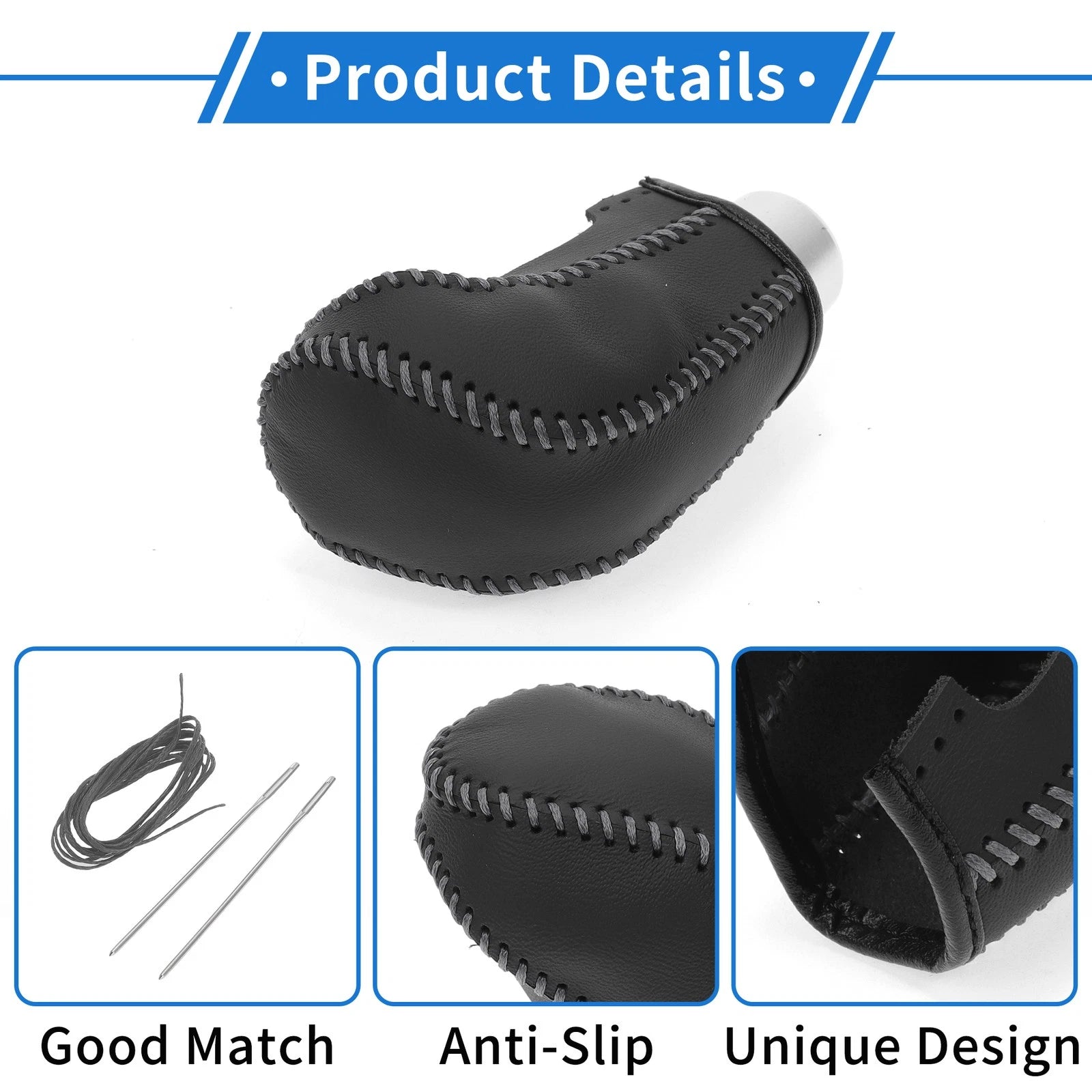 1 Pc Gear Shift Knob Cover for Hyundai Tucson (2015–2018) Black Grey