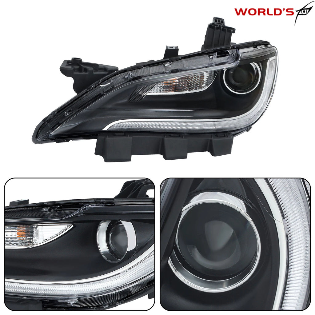 Left Headlight for Chrysler 200 (2015–2017) with LED DRL Black Trim