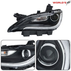 Left Headlight for Chrysler 200 (2015–2017) with LED DRL Black Trim