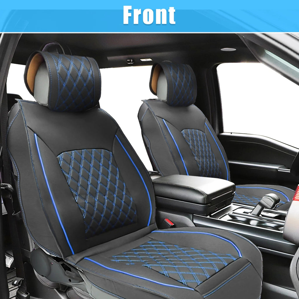 Set of 2 Front Seat Covers for Dodge Ram (2009–2023) Black Blue