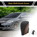 Gear Shift Knob Cover for Honda Civic (2016–2021) Black Brown Faux Leather