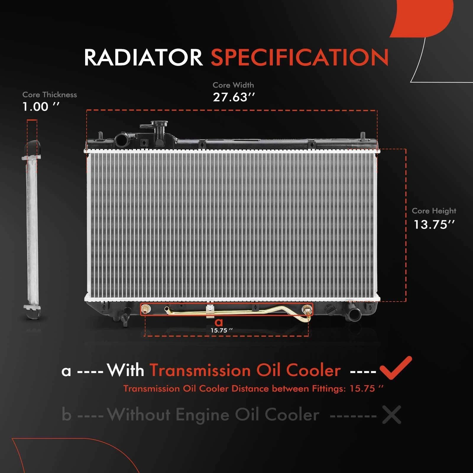 Radiator with Transmission Oil Cooler for Toyota RAV4 (1998–2000)