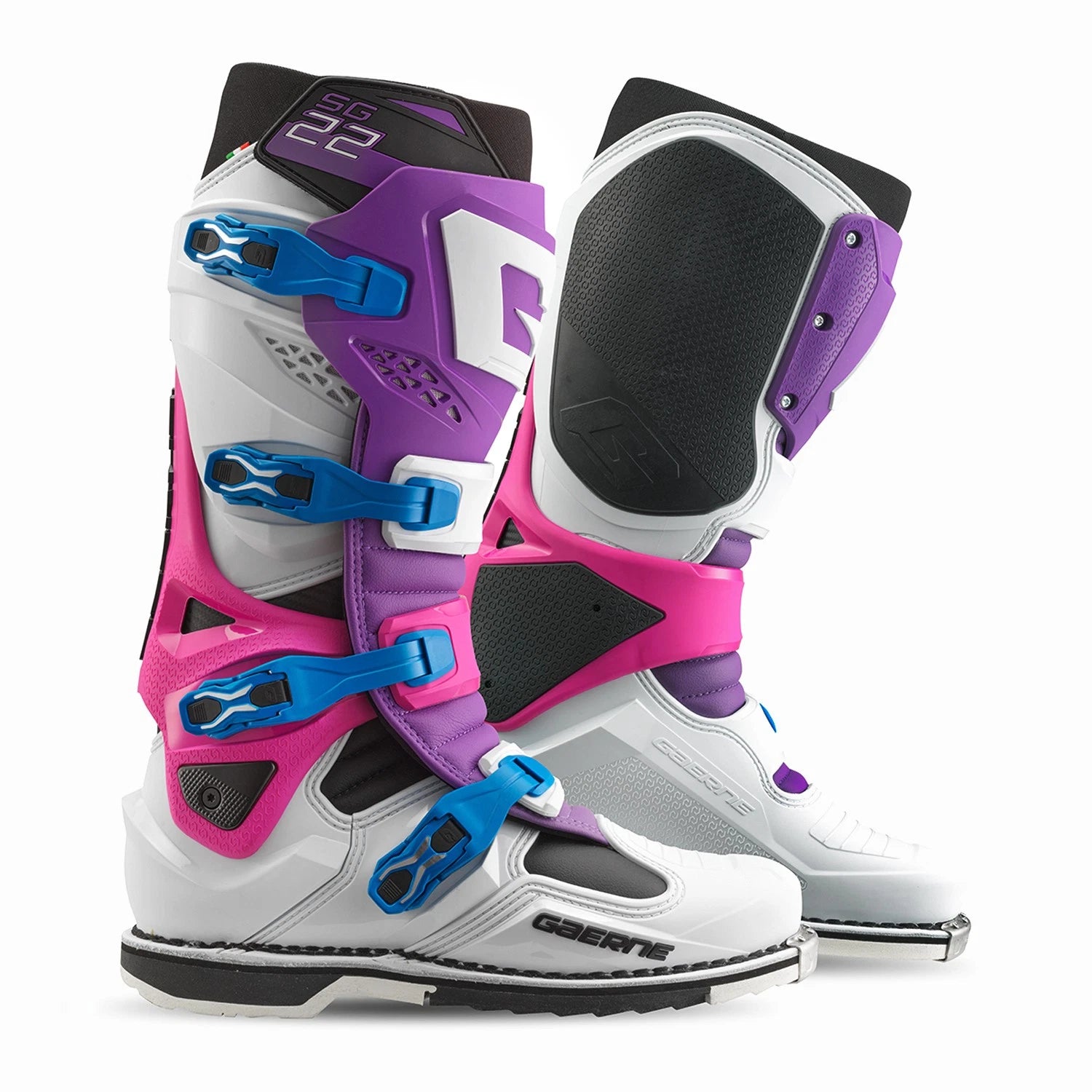 Gaerne SG 22 Offroad Boots for Men US 8 (Steel Toe, Purple/White/Rhodamine)