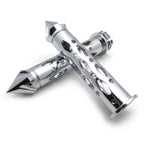 Set of 2 CNC Chrome 7/8" 22mm Spike Bar Ends Grips for Kawasaki Ninja 250 500 ZX6