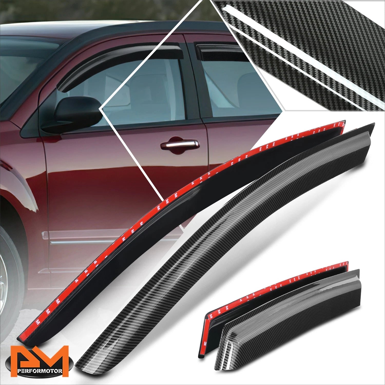 Set of 4 Tape-on Side Window Visors for Dodge Caliber (2007–2012)