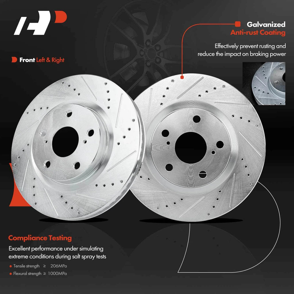 Front Drilled Brake Rotor, Pad & Caliper for Toyota Camry & Lexus (2007–2011)