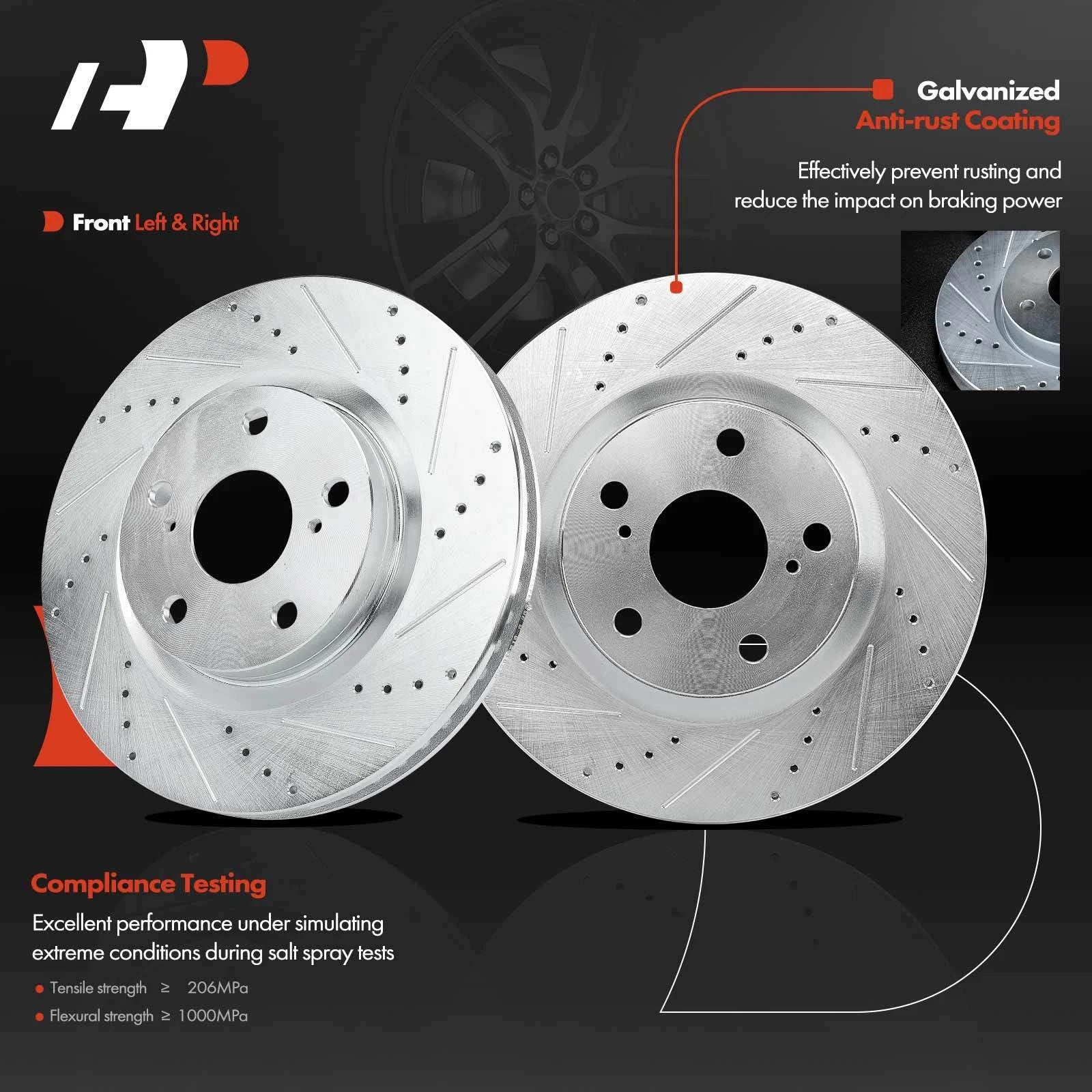 Front Drilled Brake Rotor, Pad & Caliper for Toyota Camry & Lexus (2007–2011)
