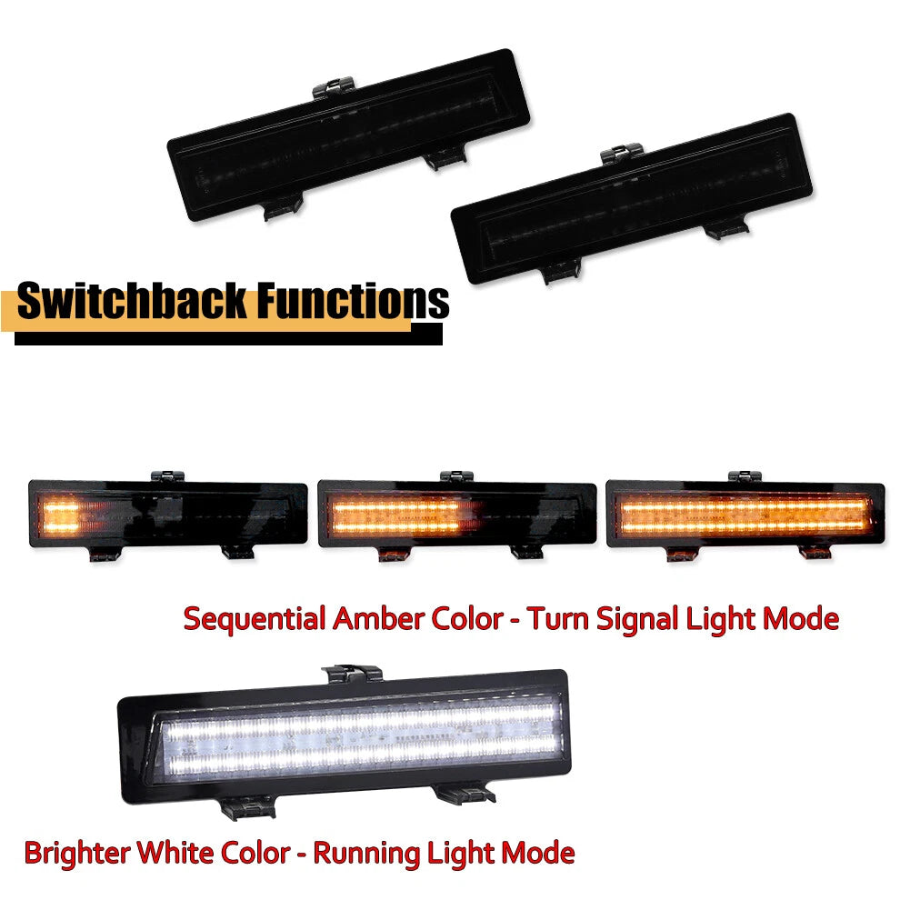 2X Smoked Sequential LED Front DRL Corner Signal Lights for Monte Carlo SS (1981–1988)