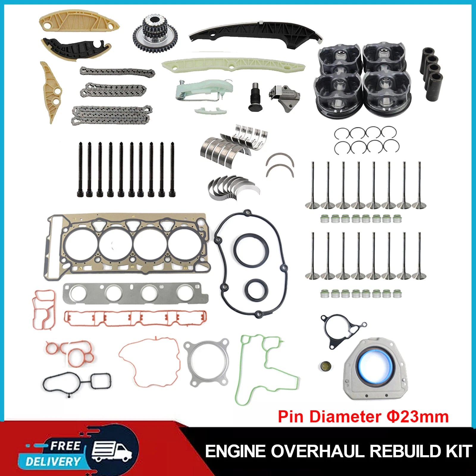 Piston Timing Chain Gaskets Kit for Audi A3 A4 Q5 VW Passat (2000-2023)