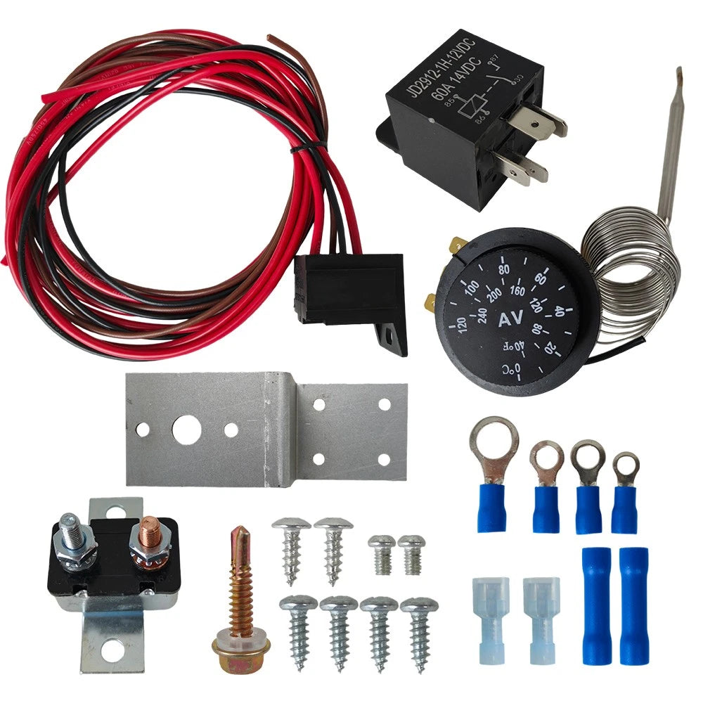 Adjustable Electric Radiator Fan Thermostat Control Relay Wire Kit for Car Truck