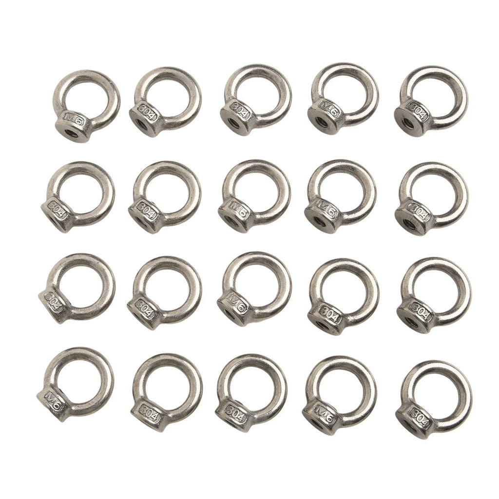 M6 Lifting Eye Nuts Set of 20 in 304 Stainless Steel for Industrial Use