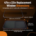 48" x 22" Horizontal RV Window for RV/Camper/Trailer/Food Truck