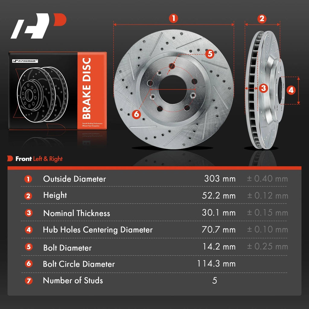 Front Drilled Brake Rotors for Chevy Impala, Buick Lucerne (2006-2013)