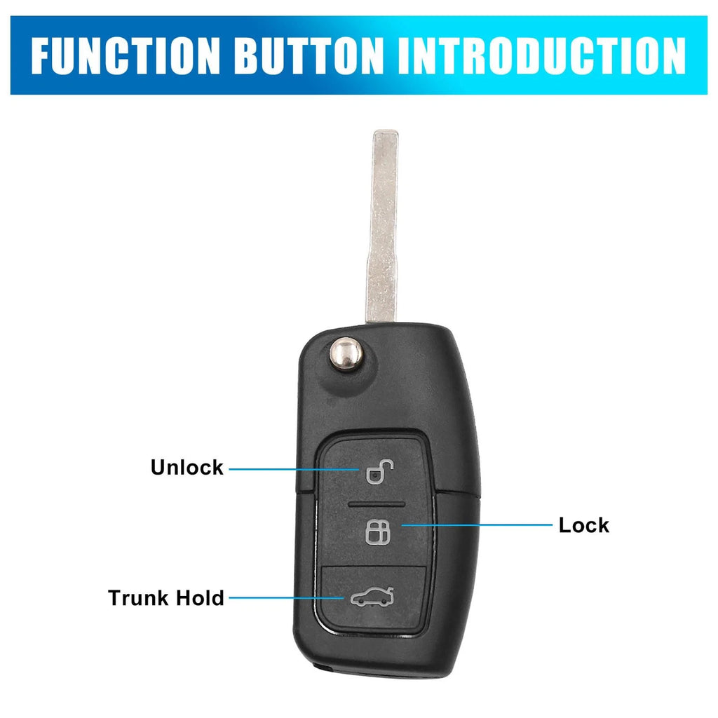 Key Fob Shell Case for Ford Focus (2004–2012), Fiesta (2008–2013), Kuga (2008–2010)