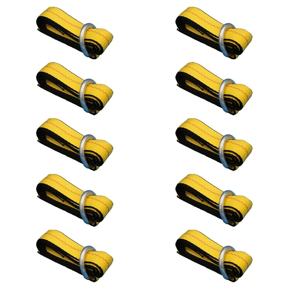 Set of 10 Wheel Tie Down Straps 8' w/D-Ring for Car Hauler Tow Dolly