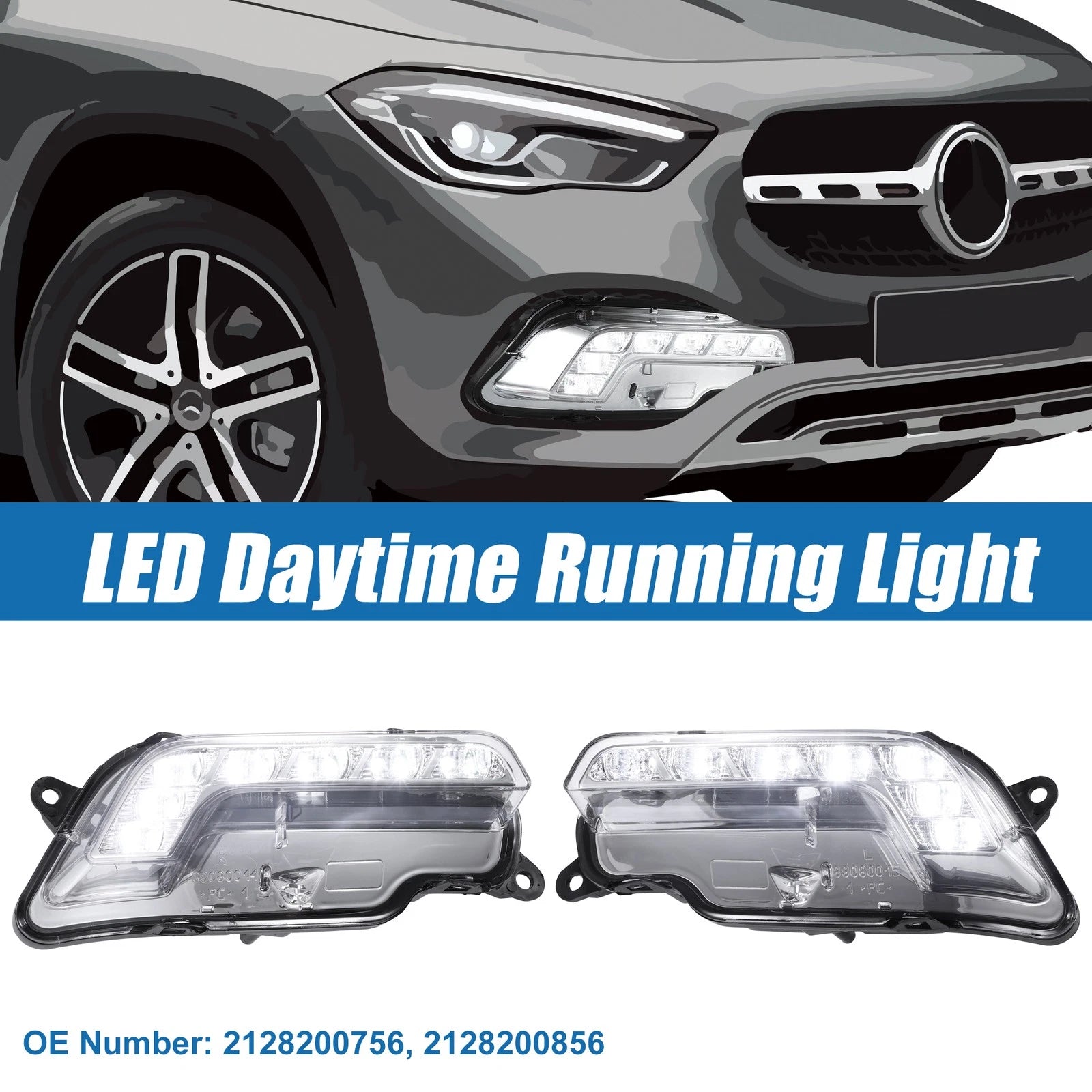 LED Daytime Running Lights 2128200756 for Mercedes (1 Pair)