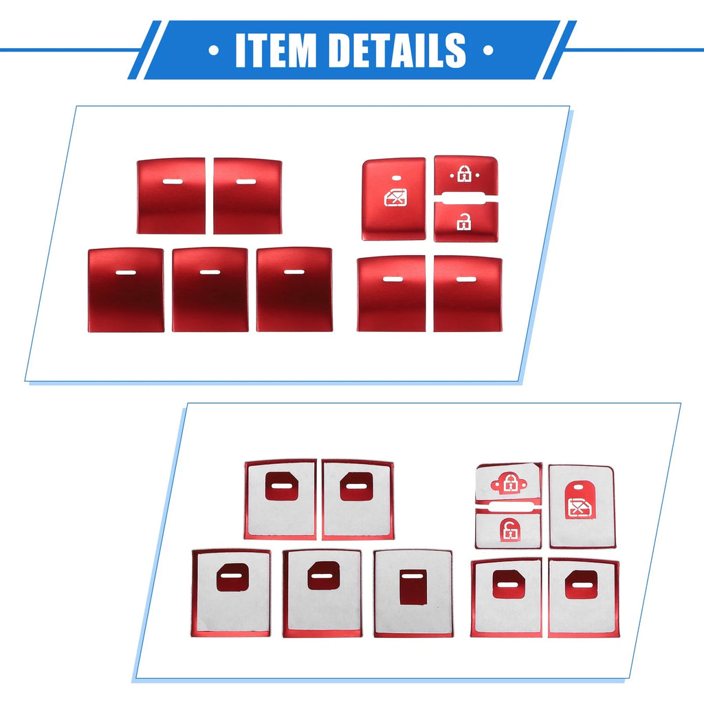 10X Window Switch Button Cover Trims for Toyota Highlander (2020–2022) Red