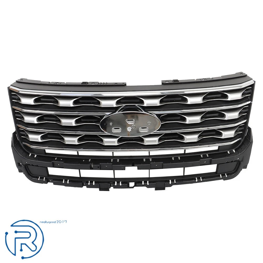 Silver Coated Black Front Bumper Upper Grille for Ford Explorer (2016-2017)