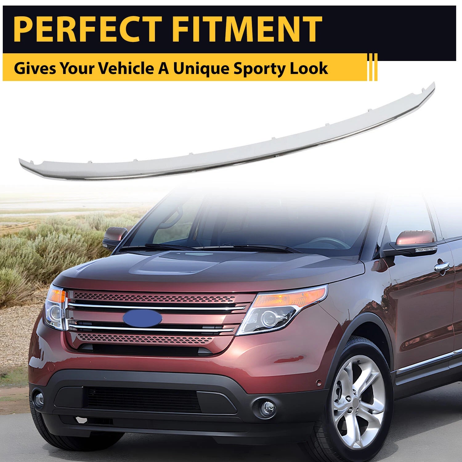 Upper Chrome Grille Molding Trim for Ford Explorer (2011-2015)