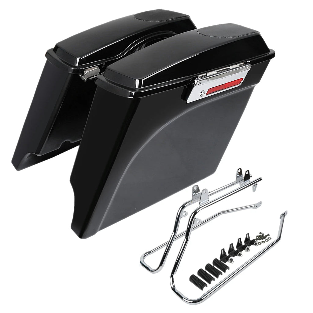 Stretched Saddlebags 5x7" Speaker Lids Bracket for Harley Fatboy (1984–2017)