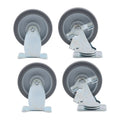Set of 4 Heavy Duty 5" Rubber Caster Wheels with Brakes