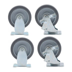 Set of 4 Heavy Duty 5" Rubber Caster Wheels with Brakes