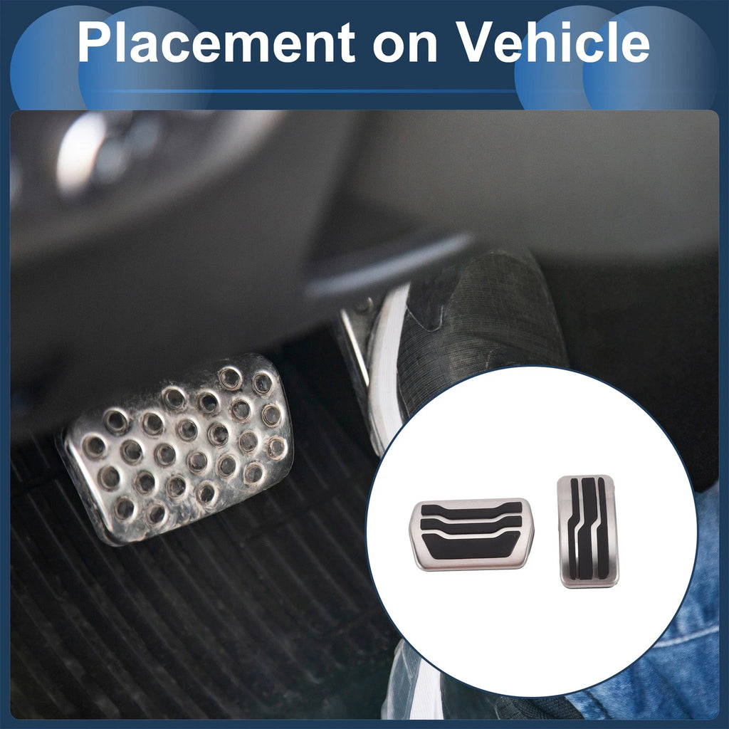 2X Foot Accelerator Pedal Covers for Ford Focus (2011–2018) Silver Tone