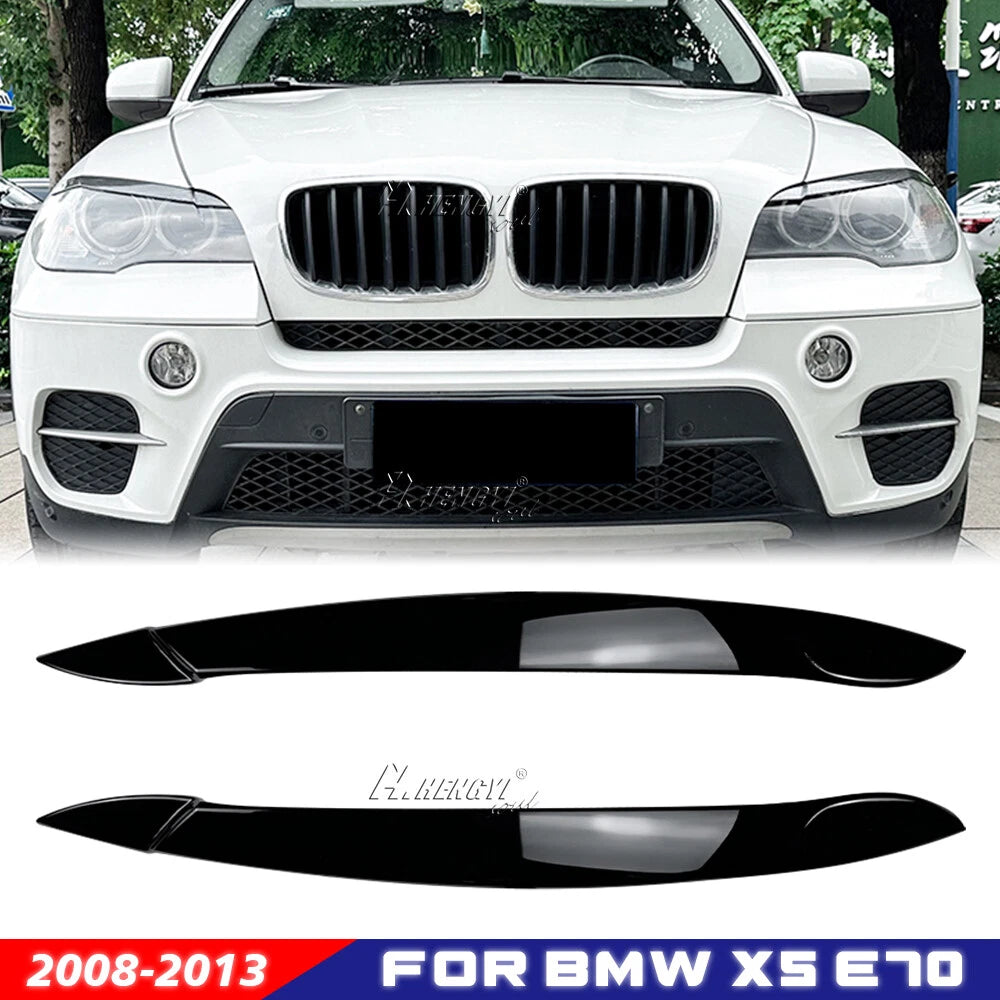 Pair of Gloss Black Headlight Eye Lids for BMW X5 E70 (2008–2013)