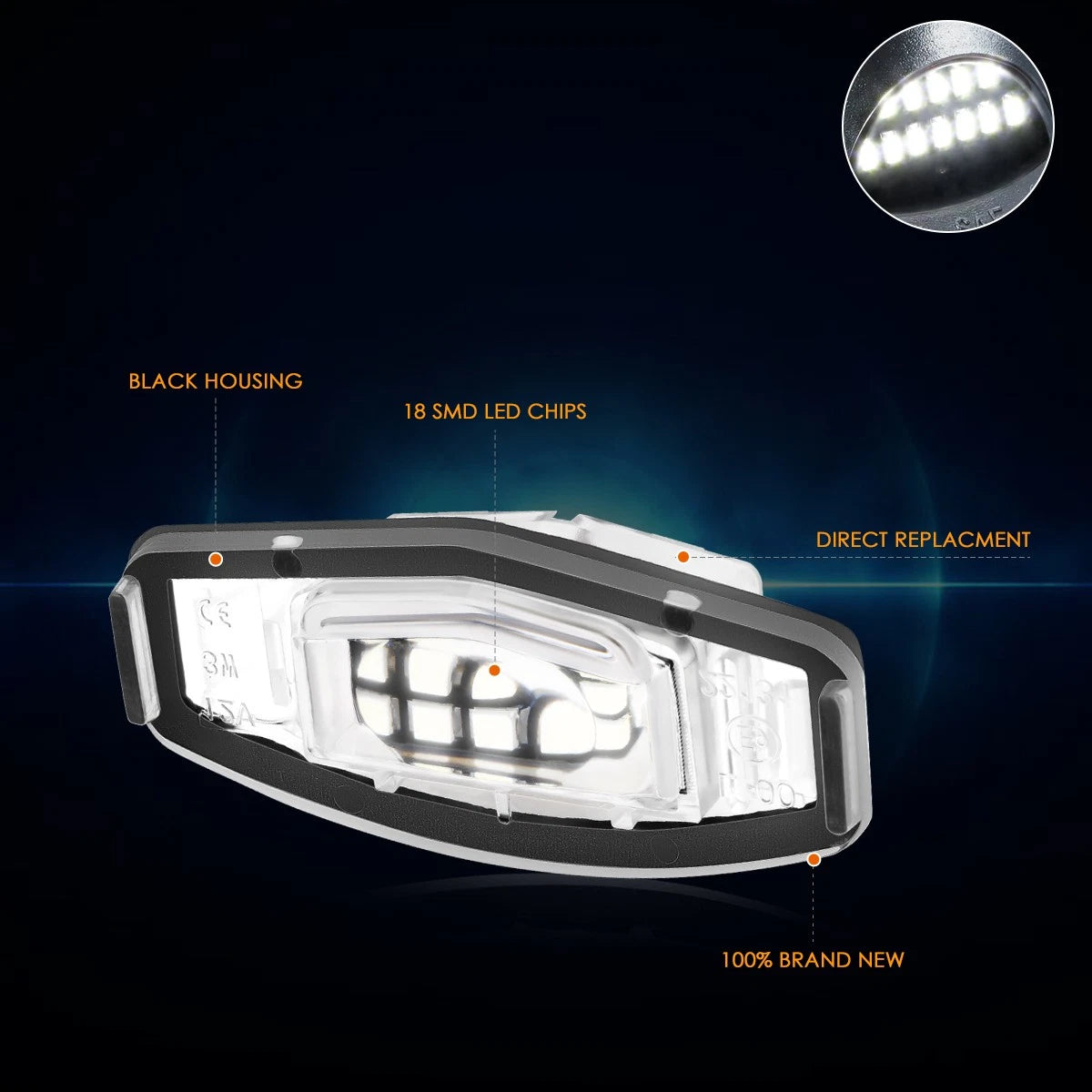 Set of 2 LED License Plate Lights for Acura ILX RDX, Honda Accord (2013–2018)