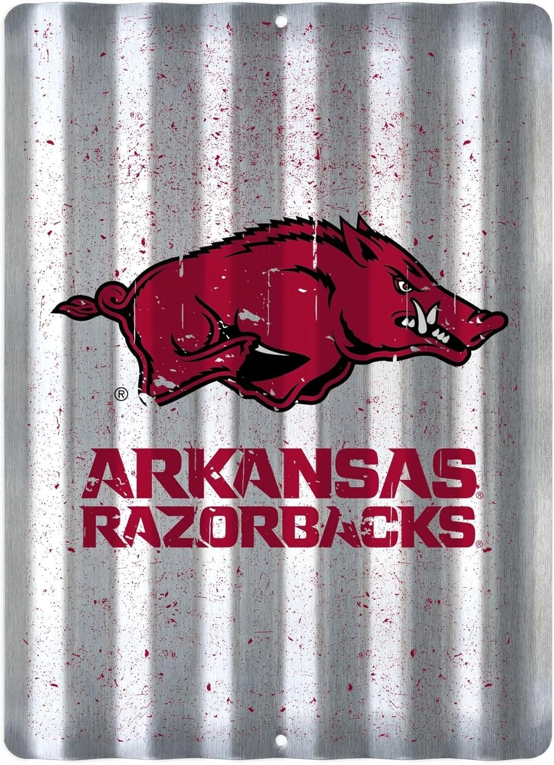 Corrugated Metal Sign for Arkansas Razorbacks (12" x 18")