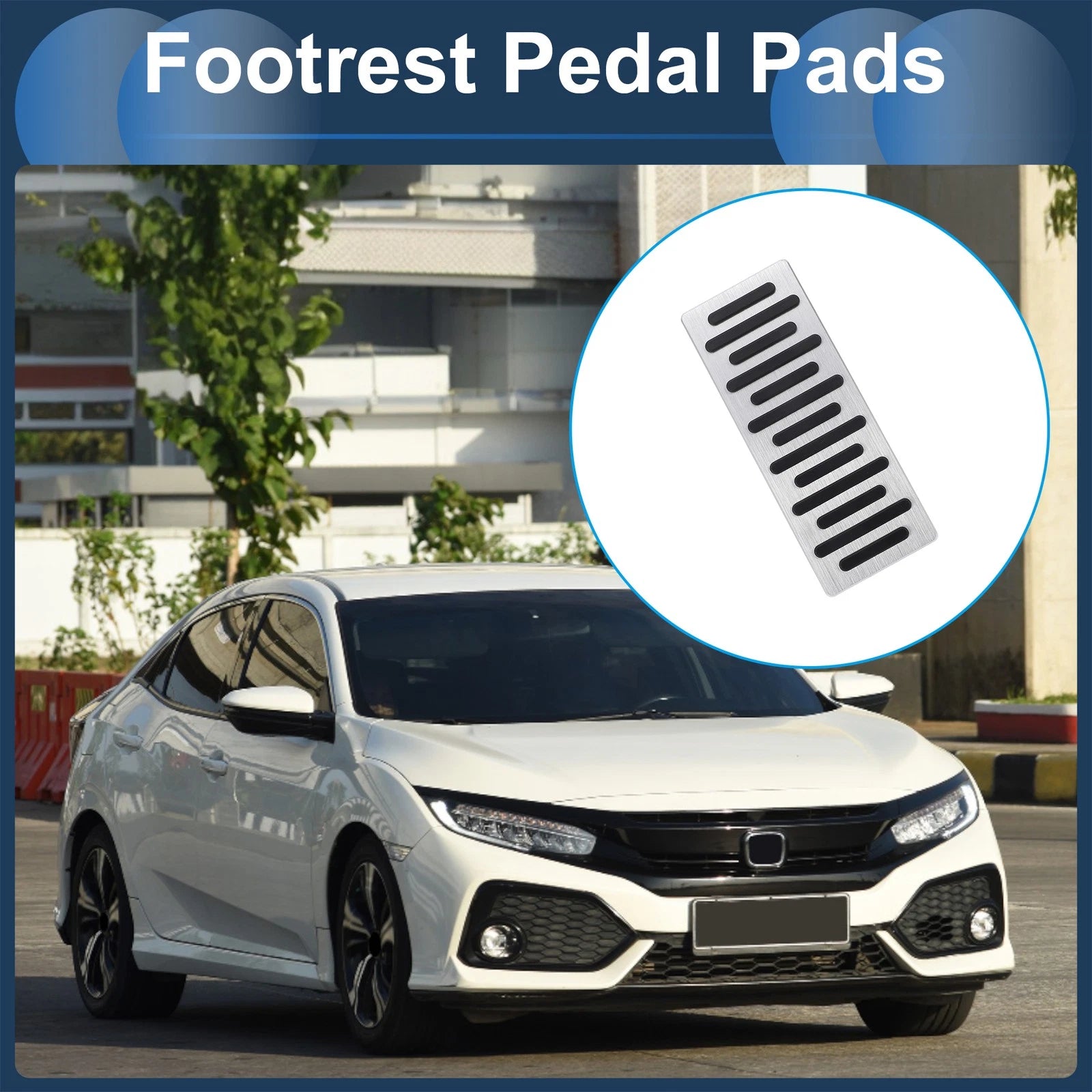 Footrest Pedals Cover for Honda Civic (2006–2009) Aluminum Alloy Silver Tone