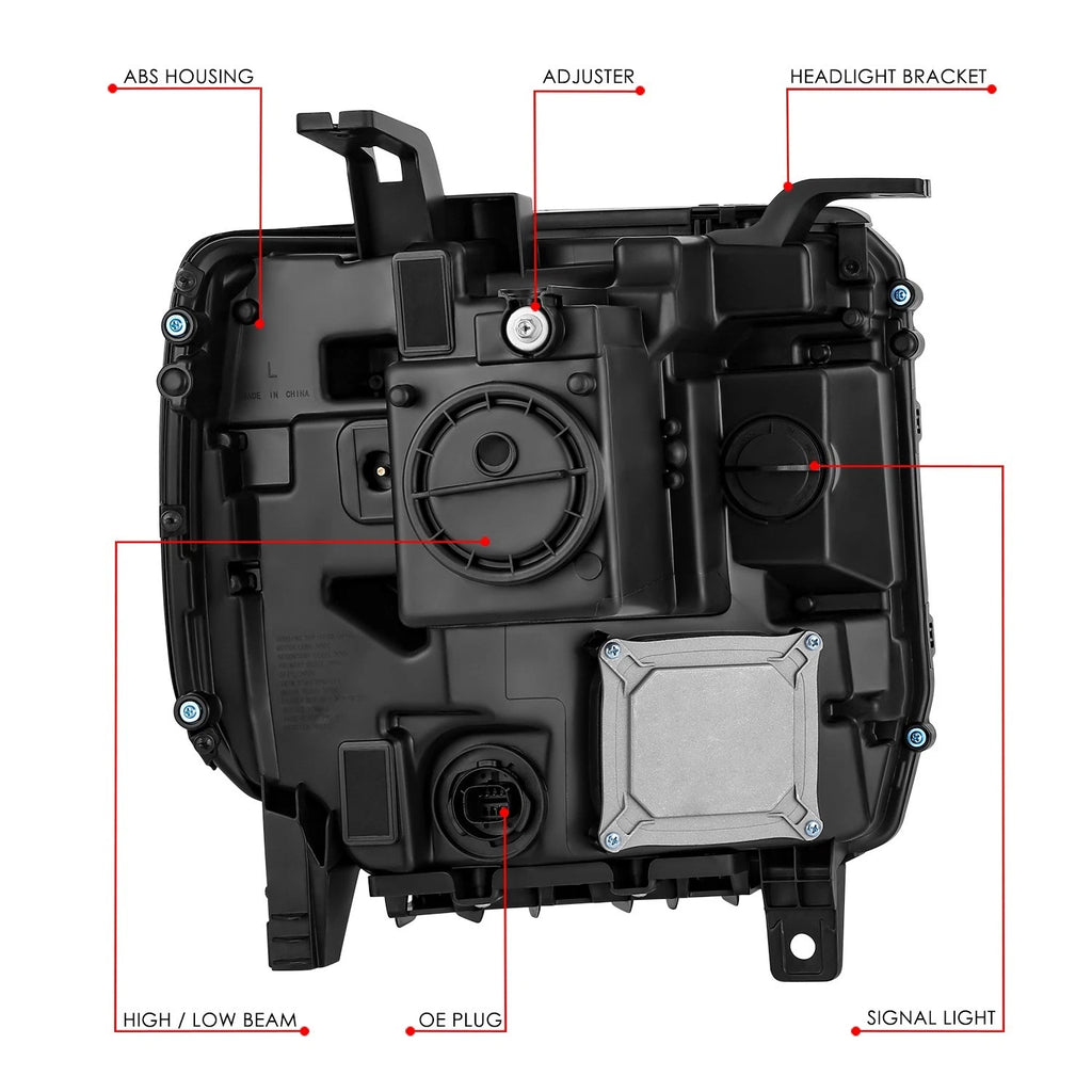 Black Amber Headlights for GMC Sierra 1500 (2016–2018)