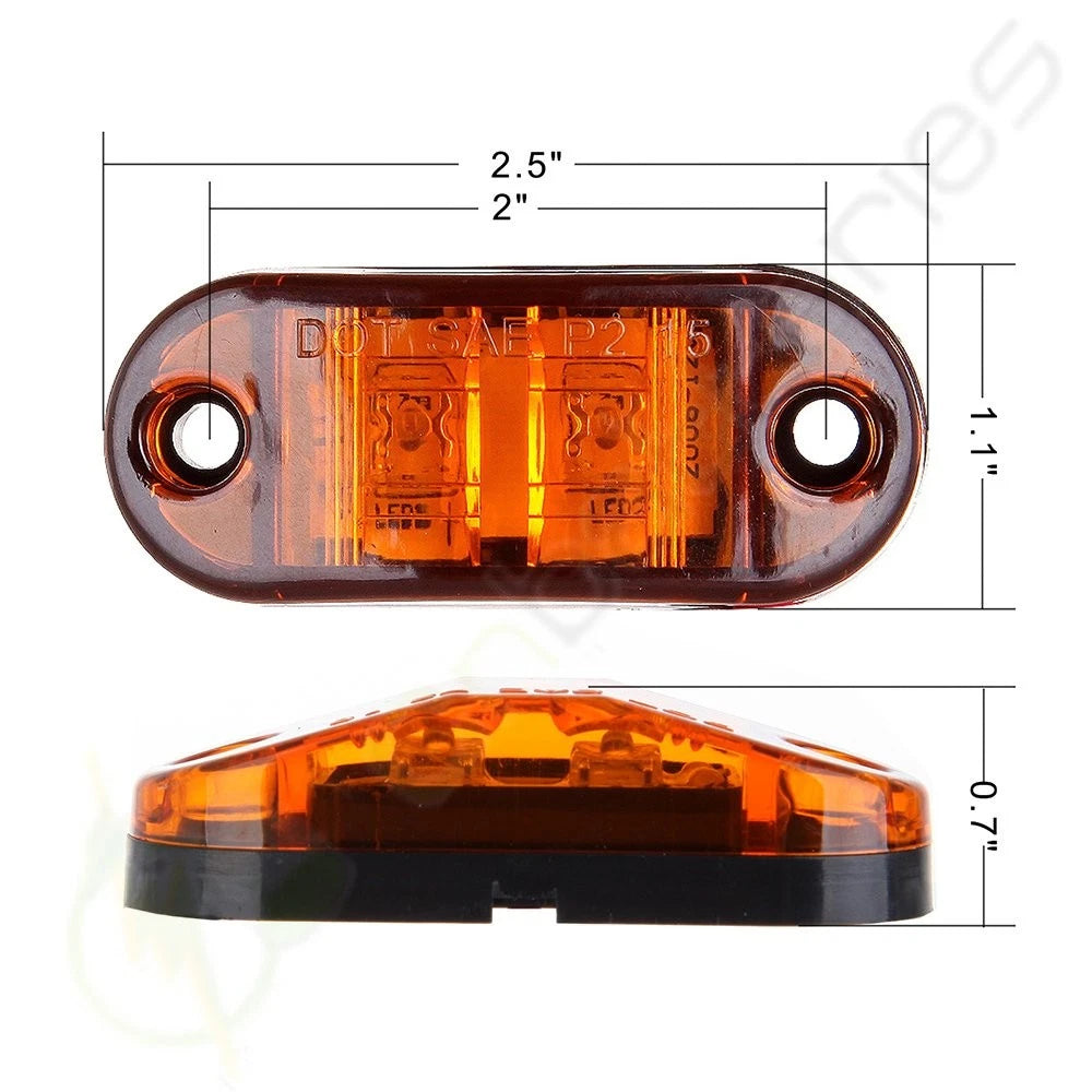 20X Amber Oval Side Marker Lights for Trailer Truck (2.5")